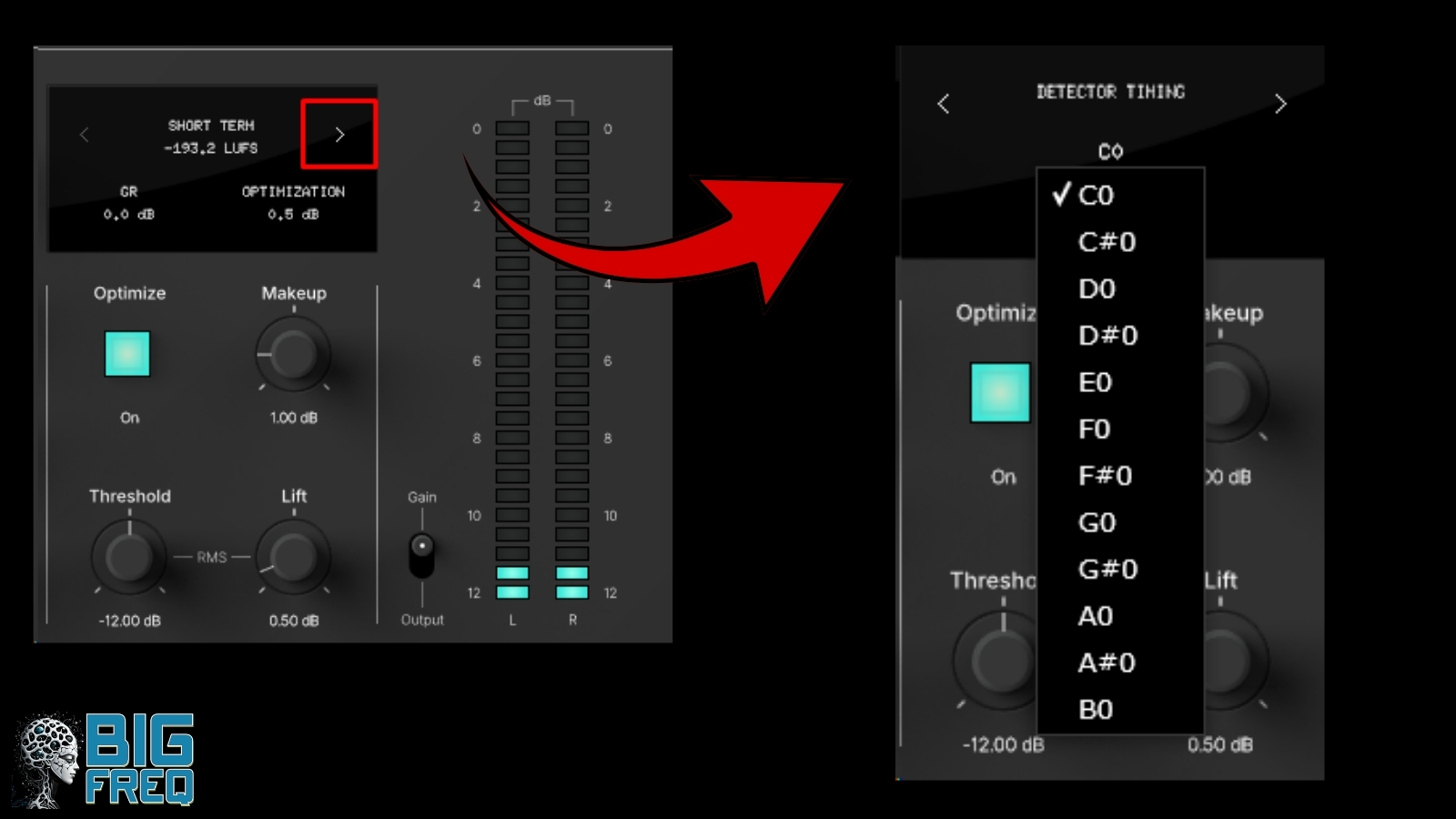 AL1 hidden detector key - LCD arrow expanded showing note selection